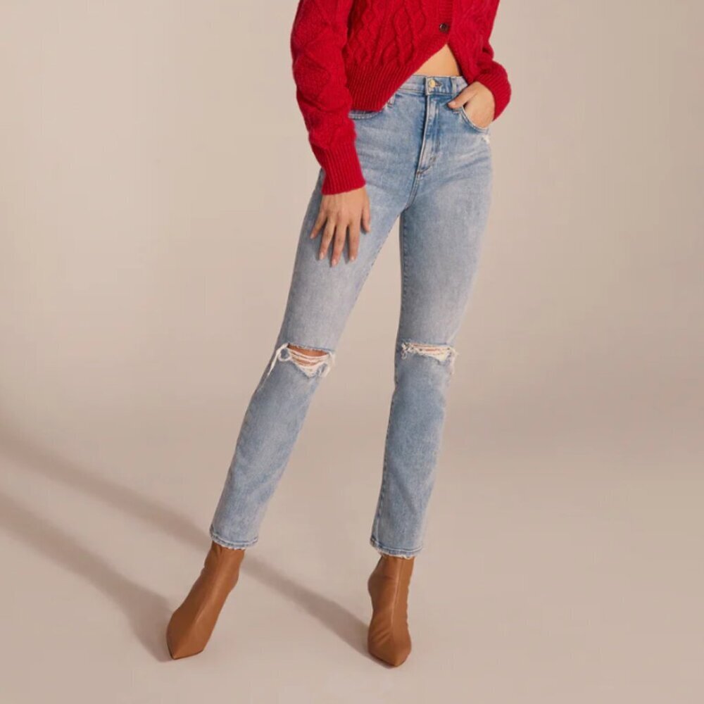 Favorite Daughter Valentina Super High Rise‎ Cigarette Ankle Jeans Light Wash 24